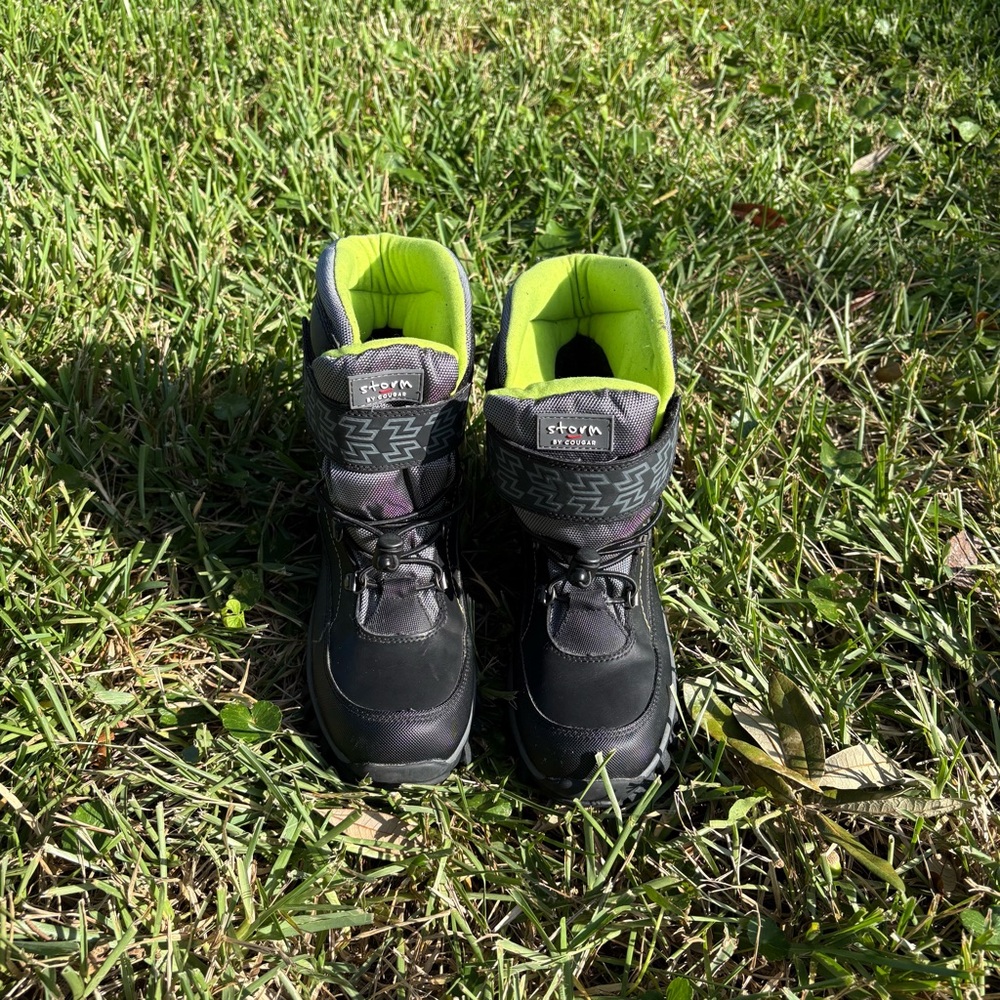 Storm by Cougar  Black and Neon Green Boots Waterproof